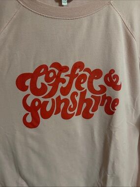 Wildfox Pink Sweatshirt with Red "Coffee & Sunshine" Graphic